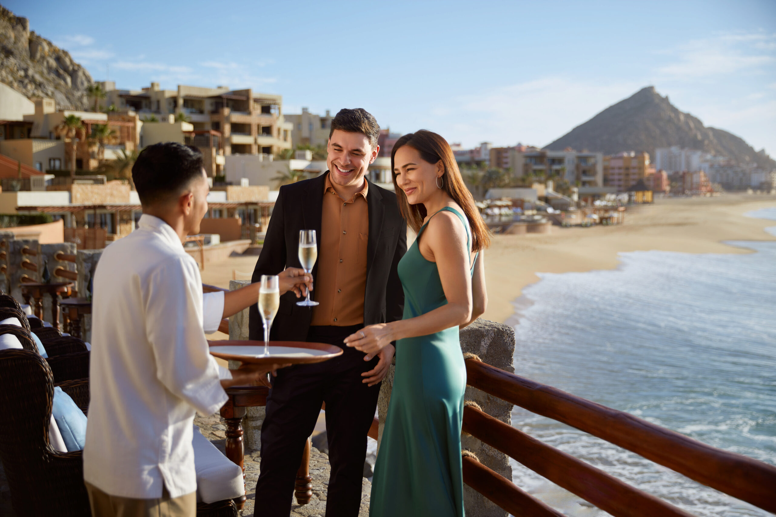 Waldorf Astoria Los Cabos Pedregal couple enjoying champagne 